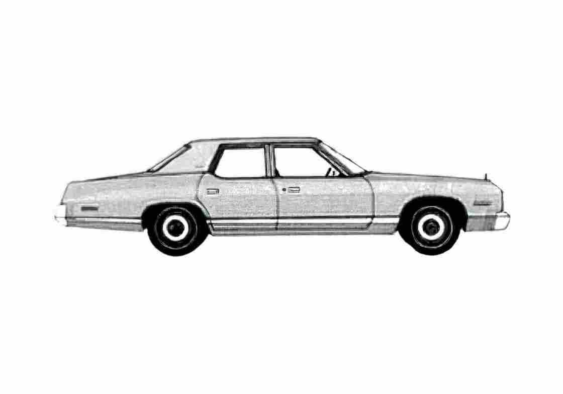 Blueprint Dodge Monaco Brougham Sedan 1974 A4 Photo Print
