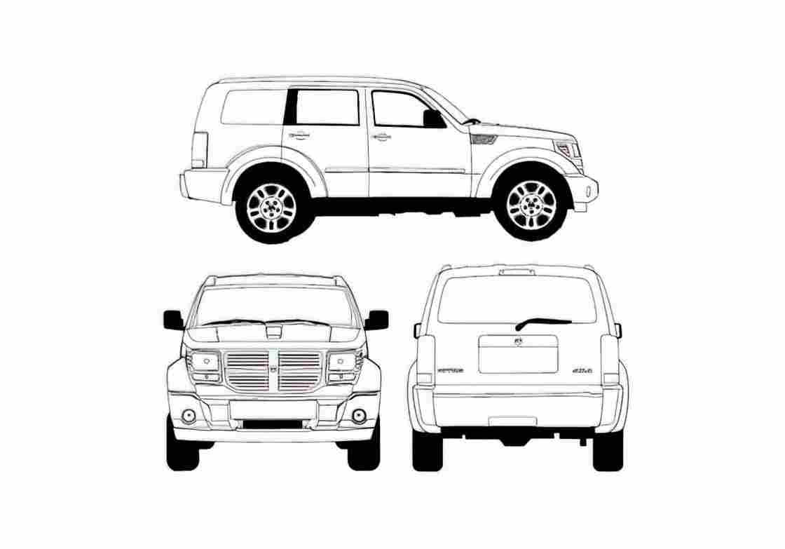 Blueprint Dodge Nitro SUV 2007 A4 Photo Print
