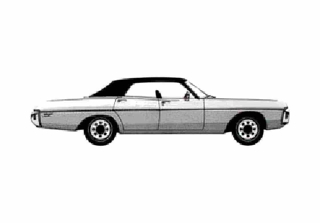 Blueprint Dodge Polara Brougham Hardtop Sedan 1971 A4 Photo Print