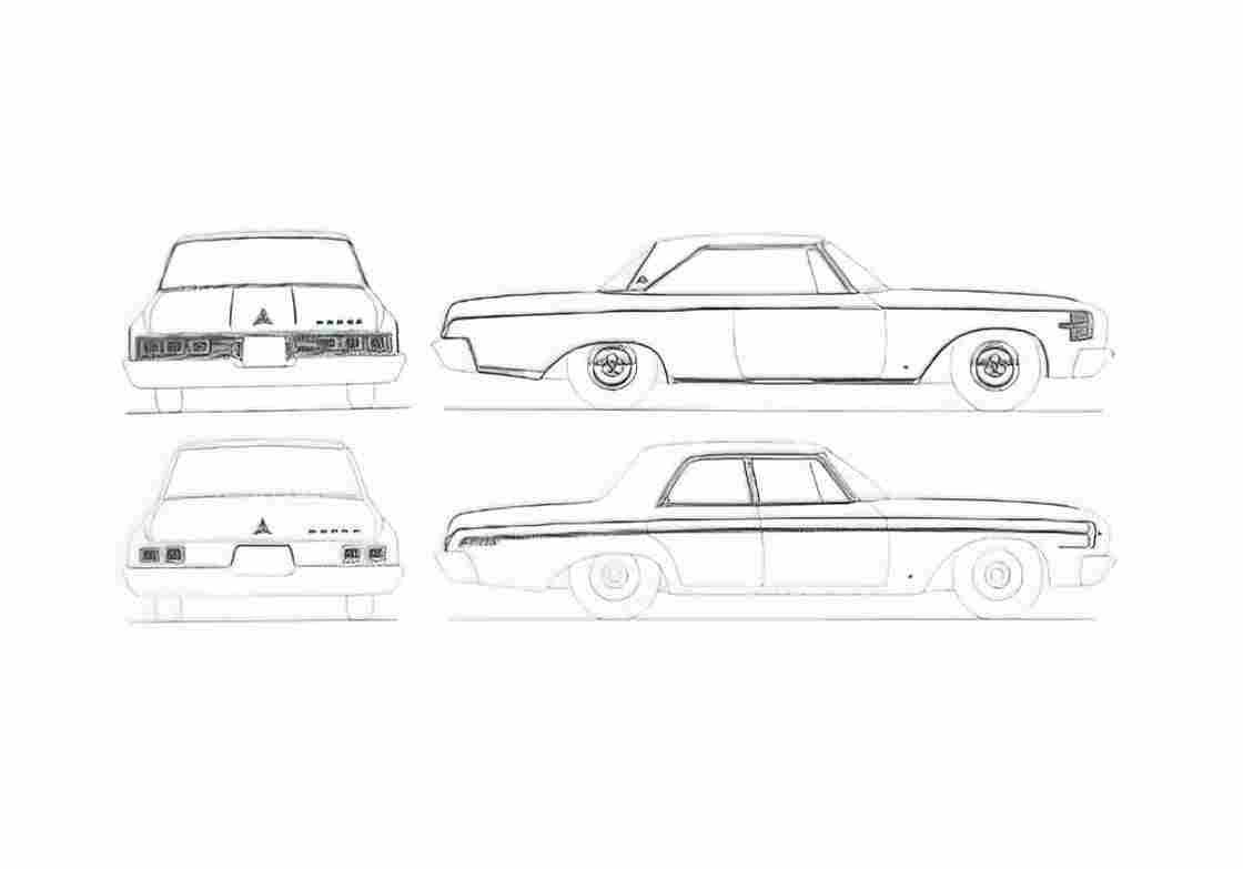 Blueprint Dodge Polara Sedan 1968 A4 Photo Print