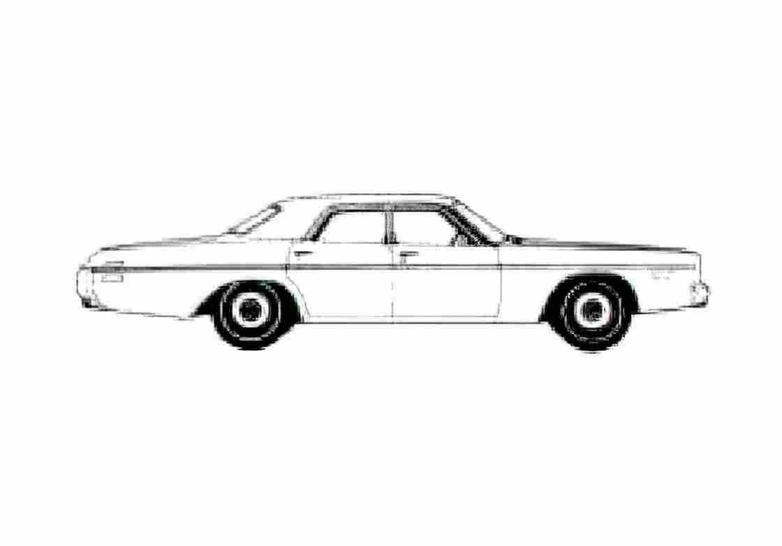 Blueprint Dodge Polara Sedan 1973 A4 Photo Print