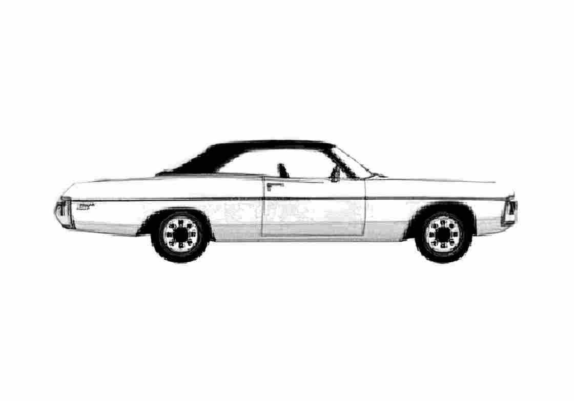Blueprint Dodge Polara brougham 2 door Sedan 1971 A4 Photo Print