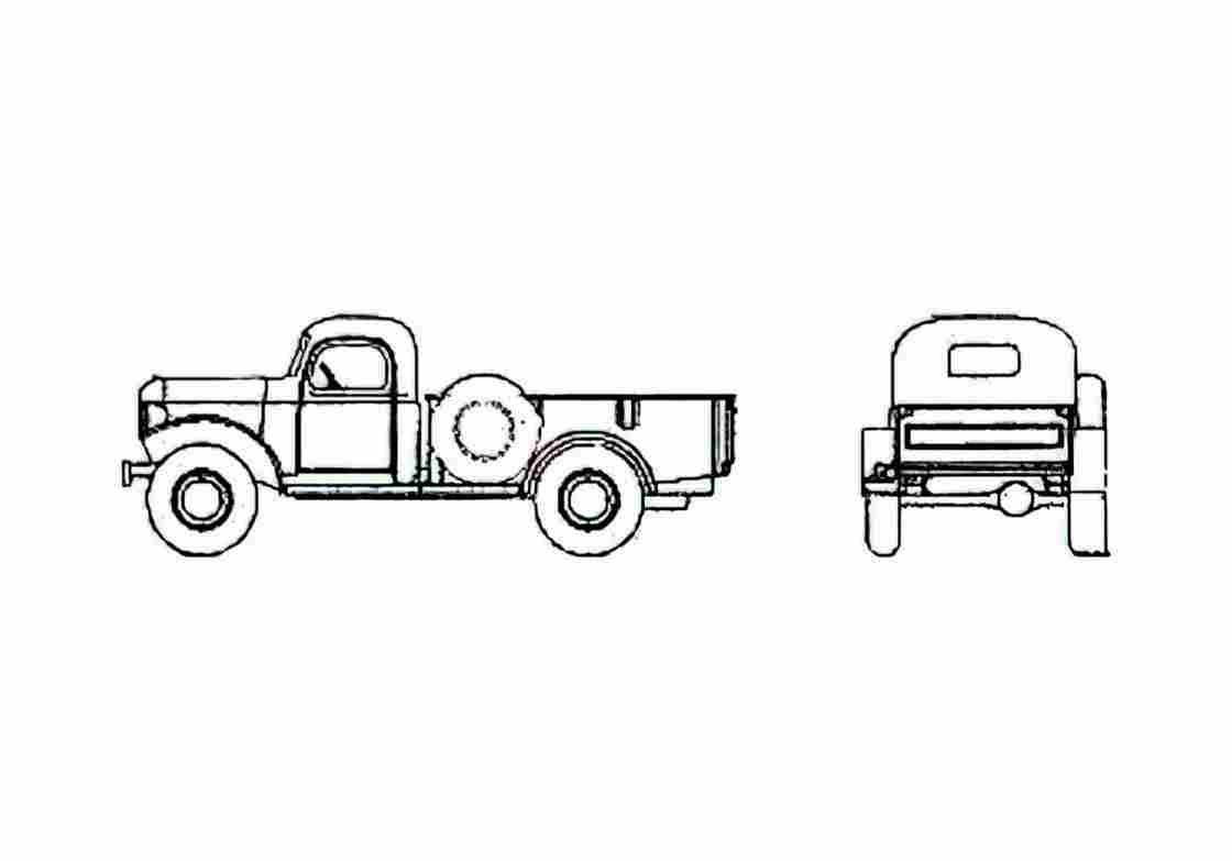 Blueprint Dodge Power Wagon Truck 1950 A4 Photo Print