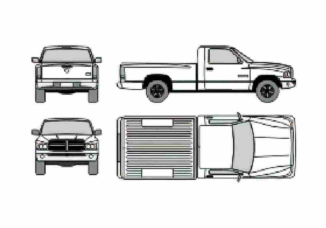 Blueprint Dodge Ram 1500 Pick up 2006 A4 Photo Print