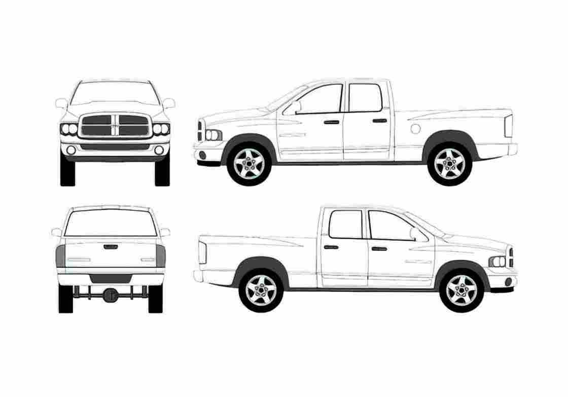 Blueprint Dodge Ram 1500 crew Pick up 2003 A4 Photo Print