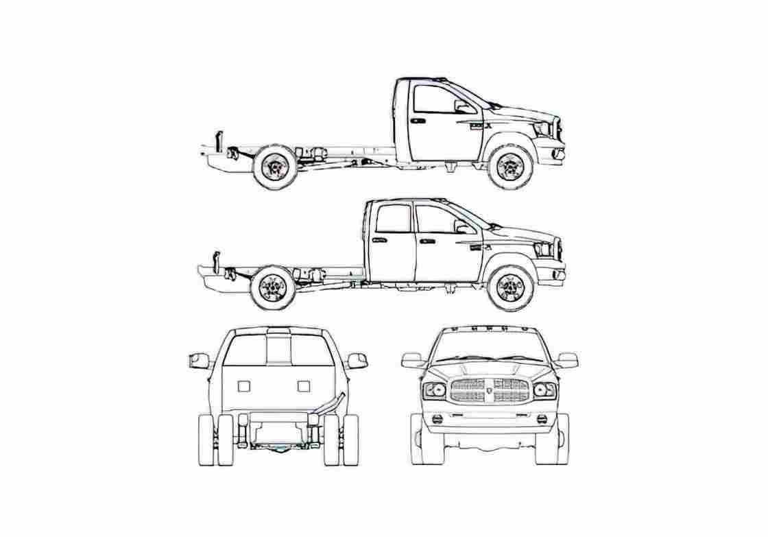 Blueprint Dodge Ram 3500 hd Pick up 2006 A4 Photo Print
