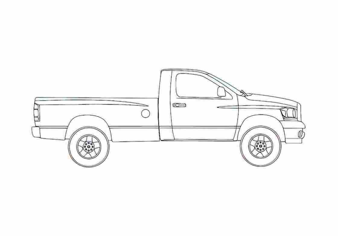 Blueprint Dodge Ram Long Box Pick up 2007 A4 Photo Print