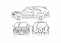Blueprint Dodge Ram SUV 1999 A4 Photo Print
