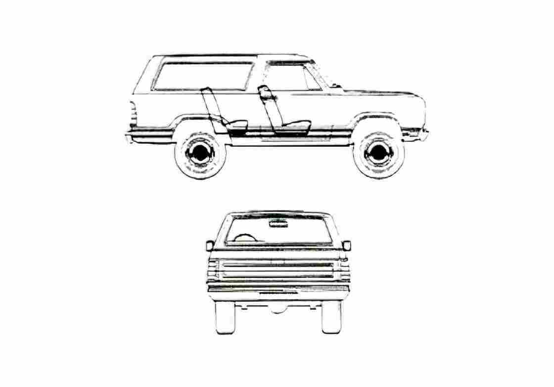 Blueprint Dodge Ramcharger SUV 1977 A4 Photo Print