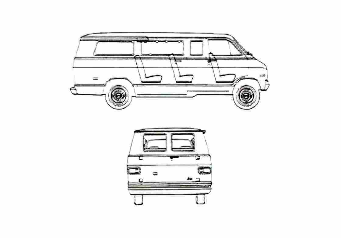 Blueprint Dodge Sportsman Van 1977 A4 Photo Print