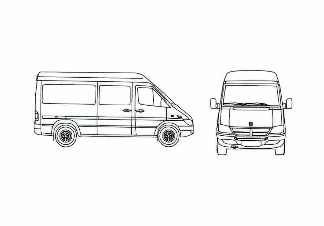 Blueprint Dodge Sprinter SWB Bus 2006 A4 Photo Print