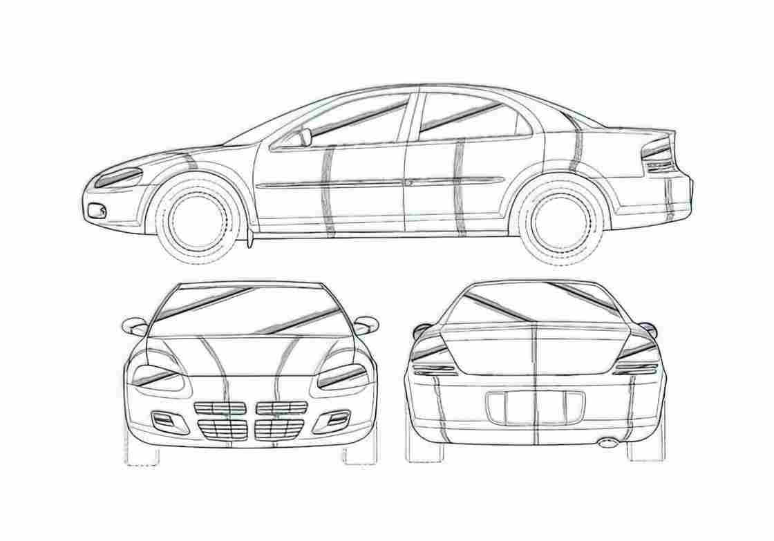 Blueprint Dodge Stratus Sedan 2001 A4 Photo Print