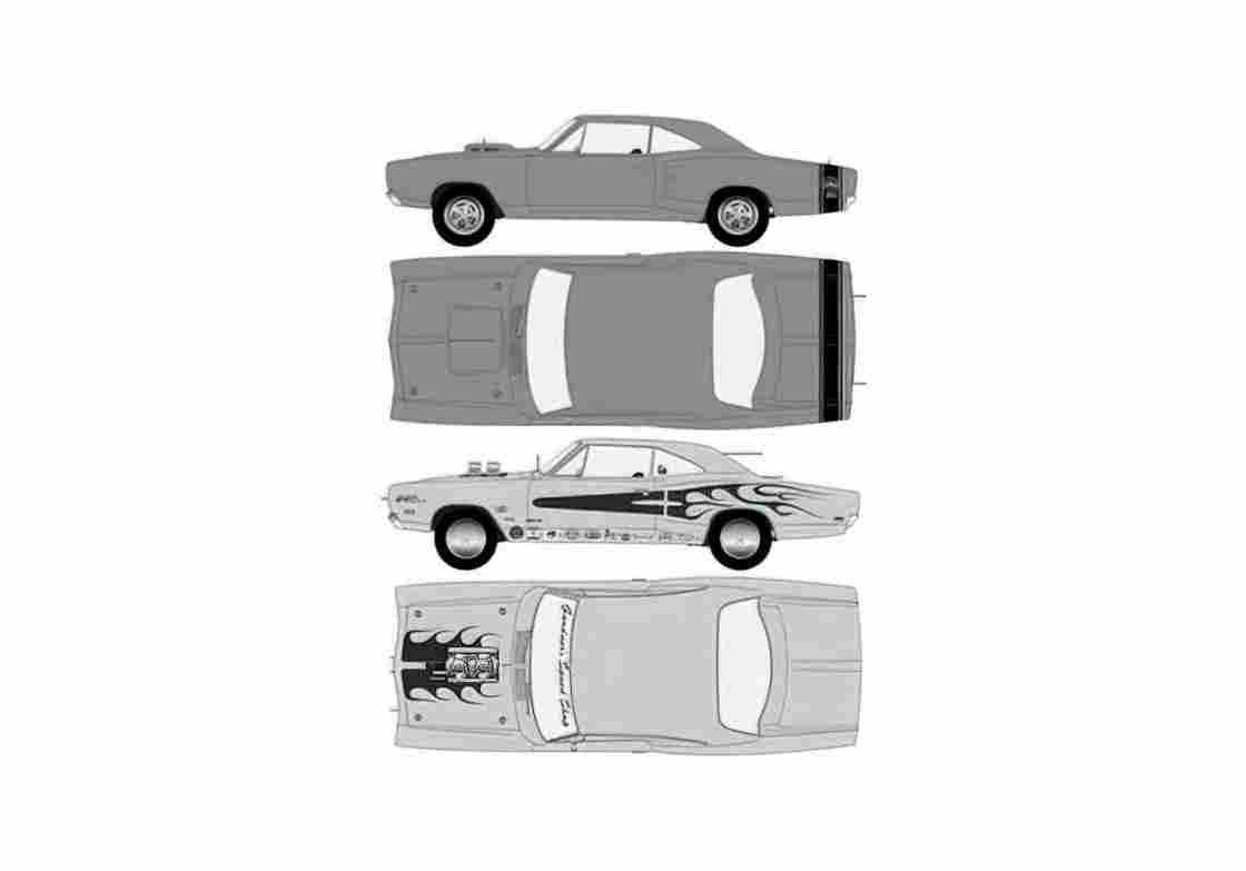Blueprint Dodge Super Bee Coupe 1969 A4 Photo Print
