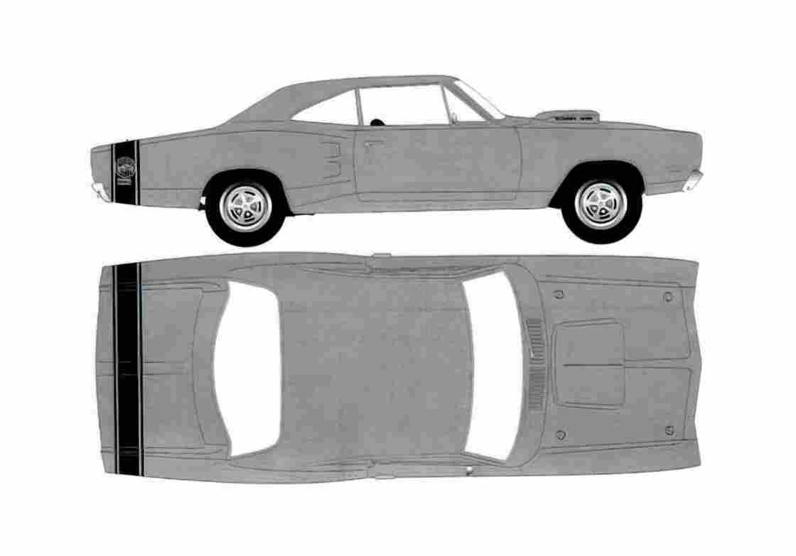 Blueprint Dodge Superbee Coupe 1969 A4 Photo Print