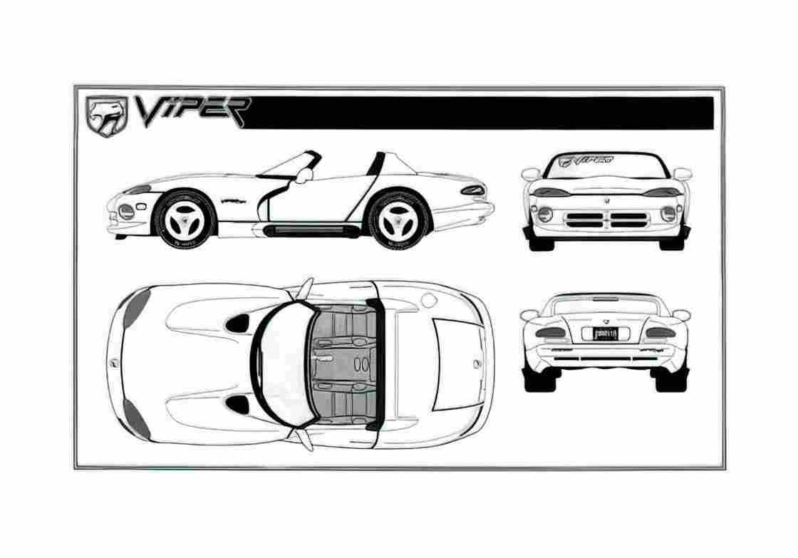 Blueprint Dodge Viper Coupe 1991 A4 Photo Print