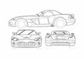Blueprint Dodge Viper Coupe 2003 A4 Photo Print
