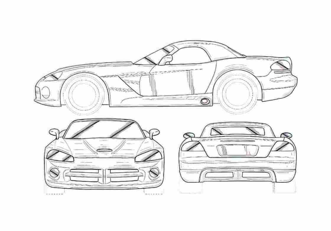 Blueprint Dodge Viper Coupe 2003 A4 Photo Print