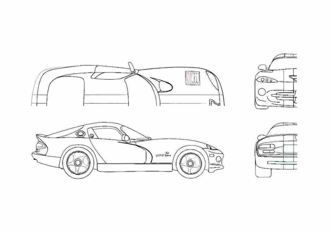 Blueprint Dodge Viper GTS Coupe 2003 A4 Photo Print