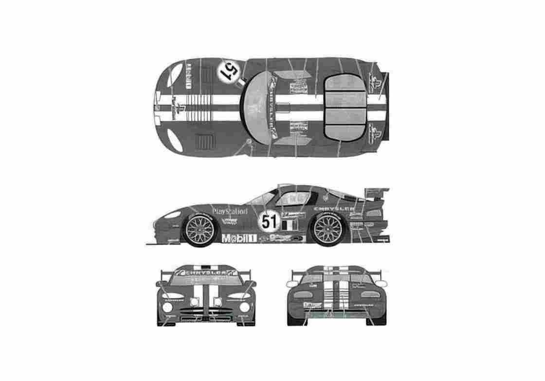 Blueprint Dodge Viper GTS R Le Mans Coupe 2000 A4 Photo Print