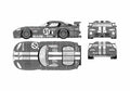 Blueprint Dodge Viper GTS R Lemans Coupe 2000 A4 Photo Print