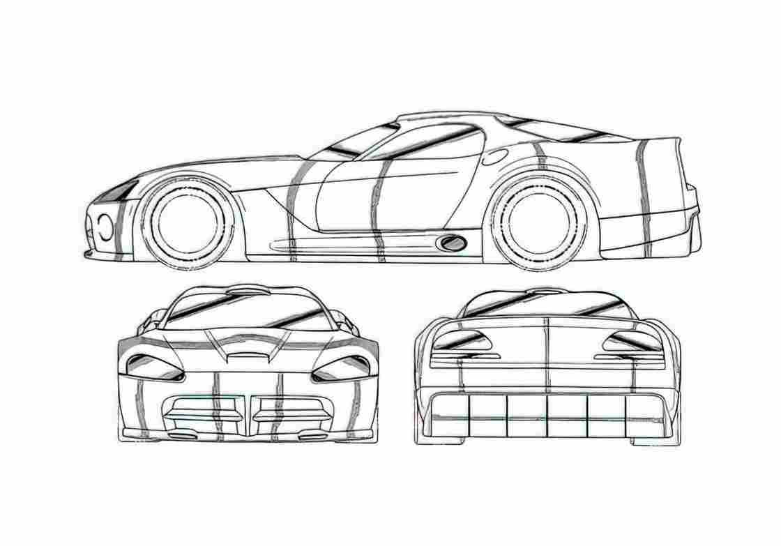 Blueprint Dodge Viper GTSR Coupe 2003 A4 Photo Print