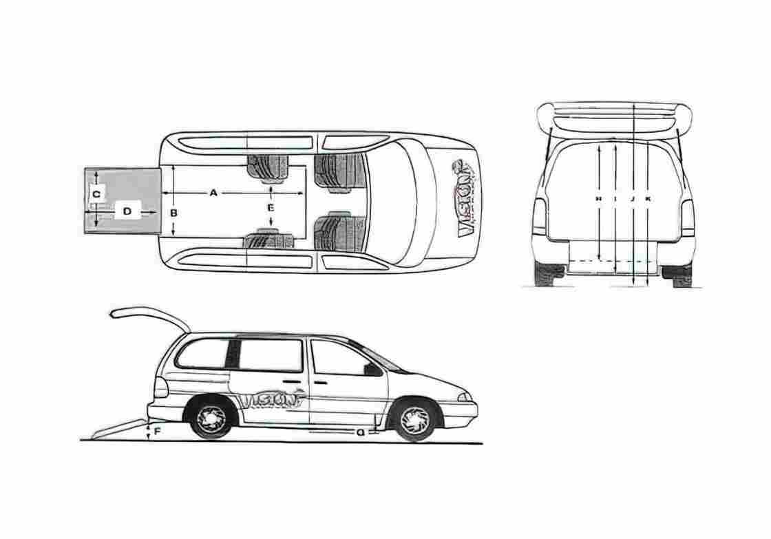 Blueprint Dodge Vision Minivan 1997 A4 Photo Print