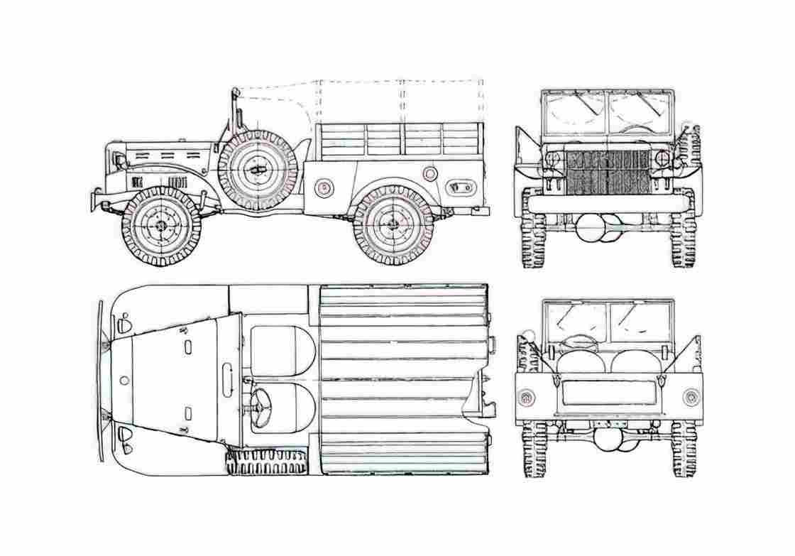 Blueprint Dodge WC 51 Pick up 1943 A4 Photo Print