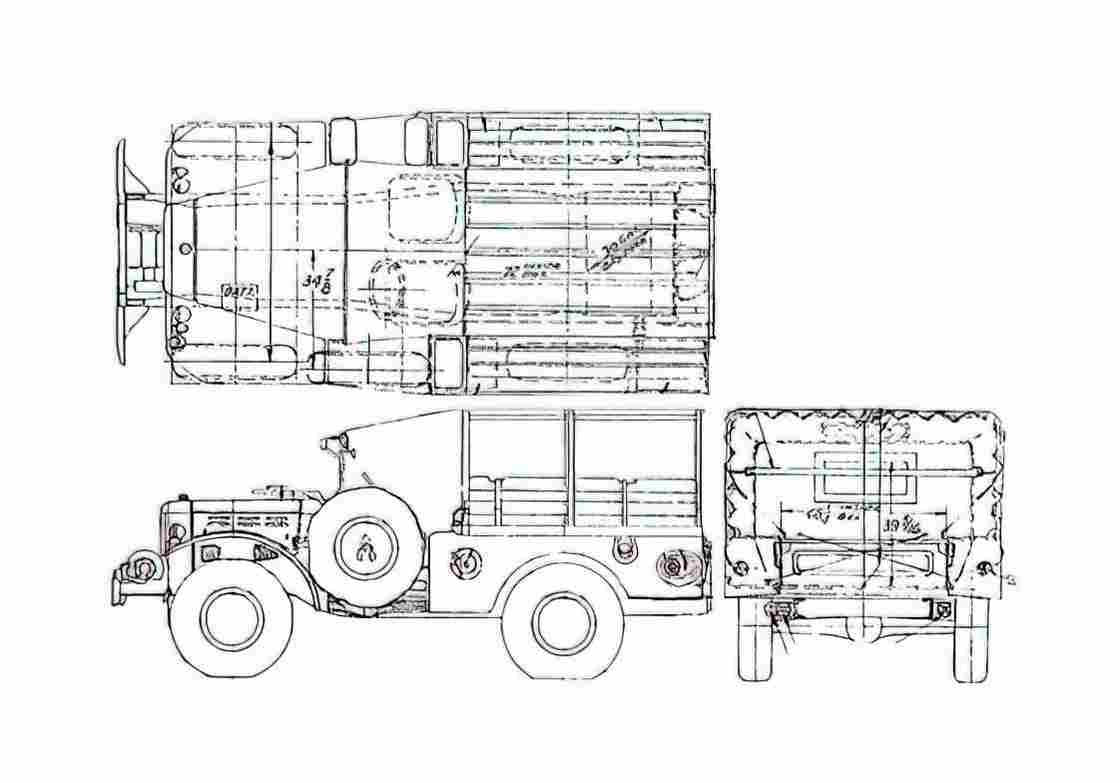 Blueprint Dodge WC 52 Truck 1943 A4 Photo Print
