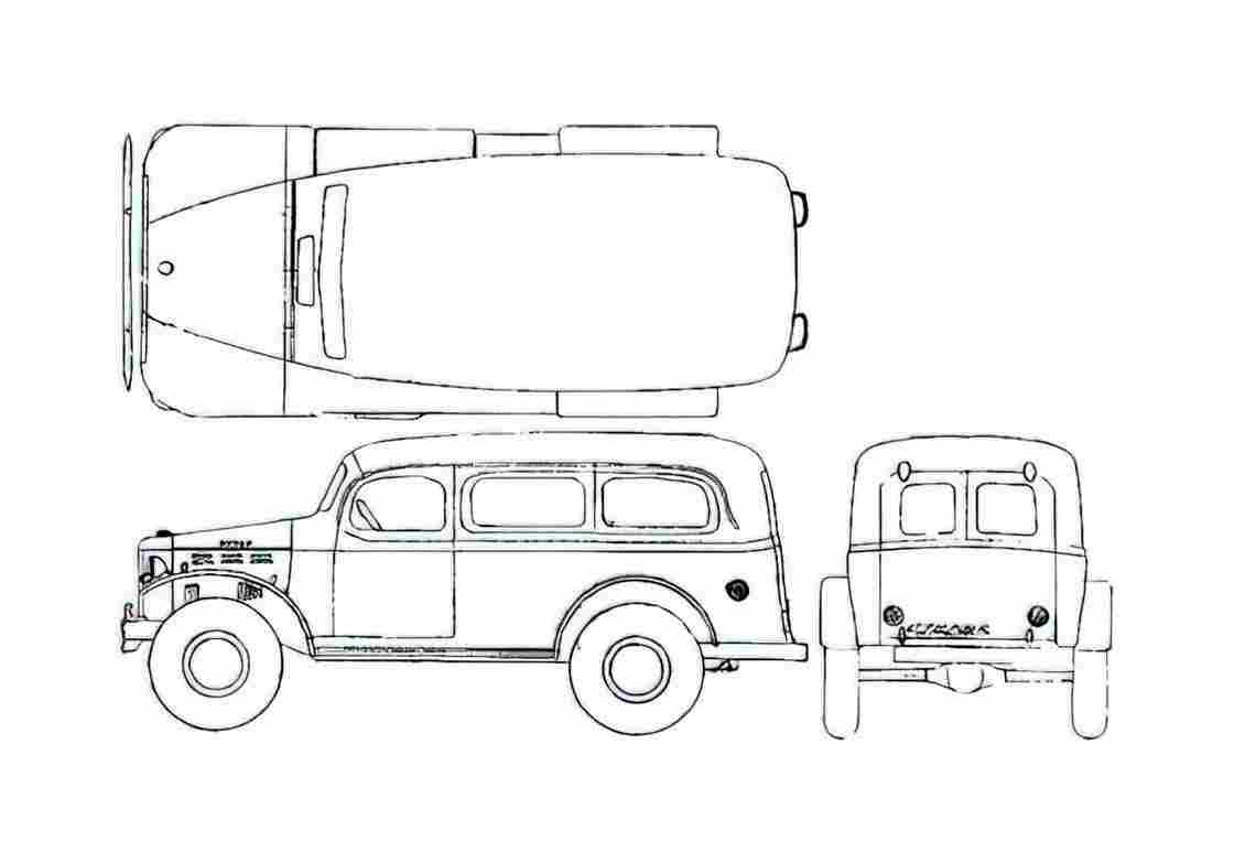 Blueprint Dodge WC 53 Carryall Van 1942 A4 Photo Print