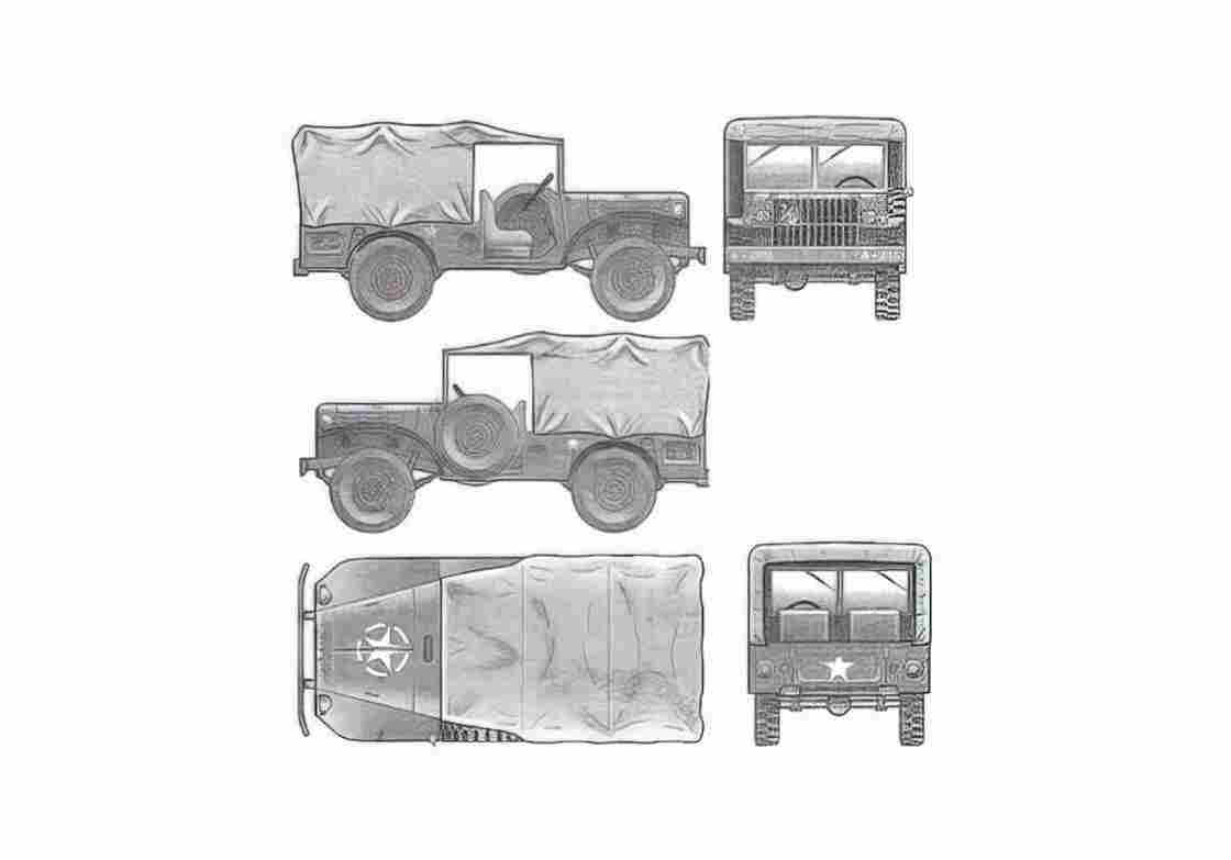 Blueprint Dodge WC51 Pick up 1940 A4 Photo Print