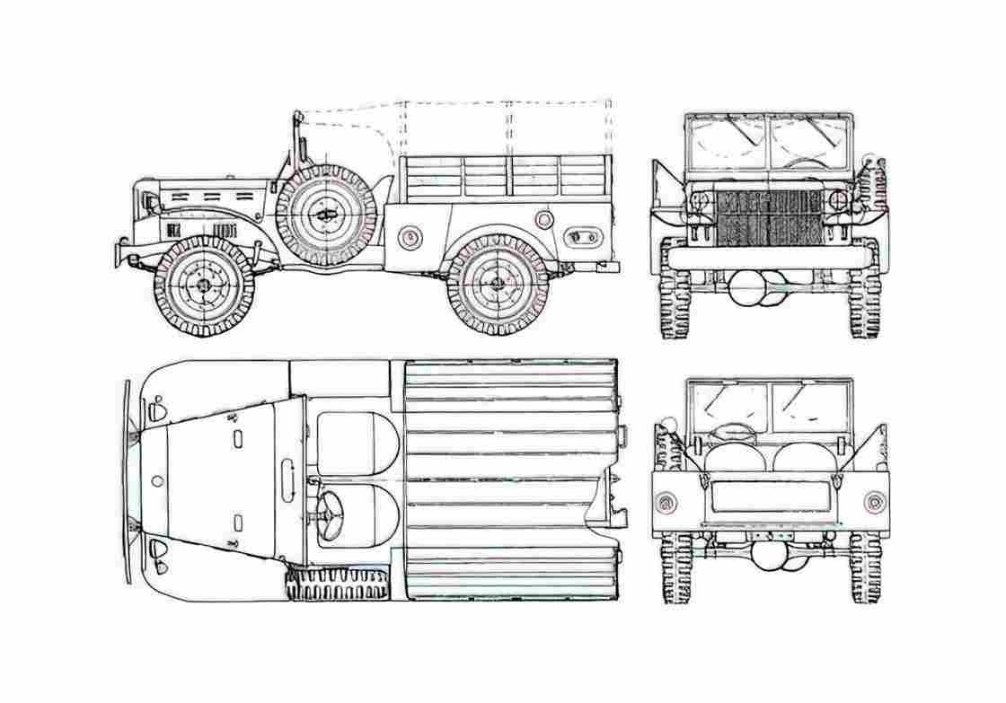 Blueprint Dodge WC51 Truck 1943 A4 Photo Print