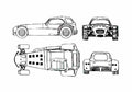 Blueprint Donkervoort D8 150 Cabriolet 1999 A4 Photo Print
