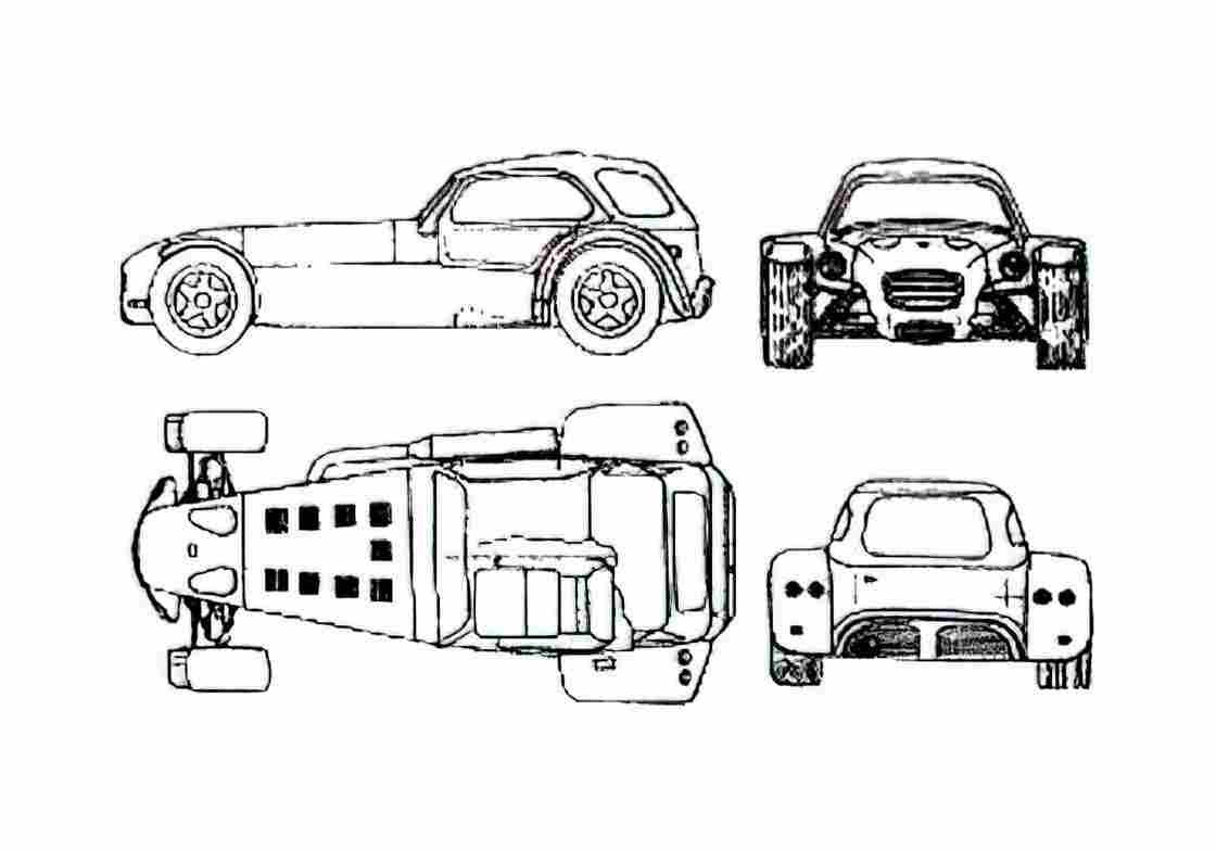Blueprint Donkervoort D8 150 Cabriolet 1999 A4 Photo Print