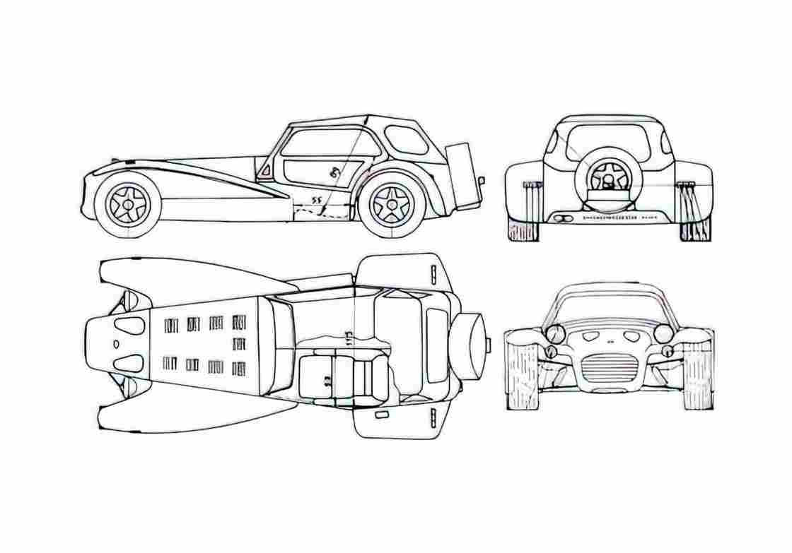 Blueprint Donkervoort S8 AT Cabriolet 1990 A4 Photo Print