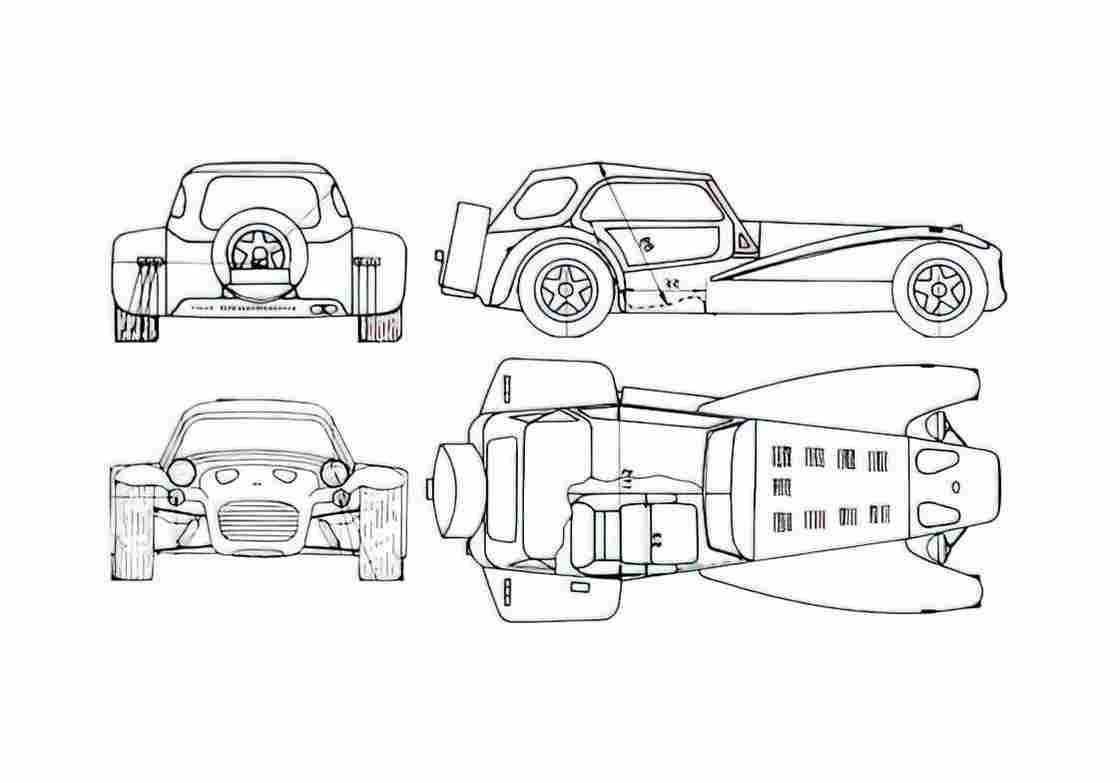 Blueprint Donkervoort S8AT Roadster 1990 A4 Photo Print