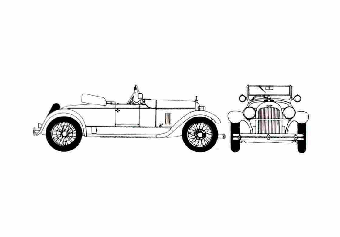 Blueprint Duesenberg Model A Cabriolet 1922 A4 Photo Print