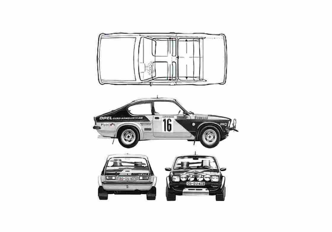Blueprint E Rallye Coupe 1973 A4 Photo Print