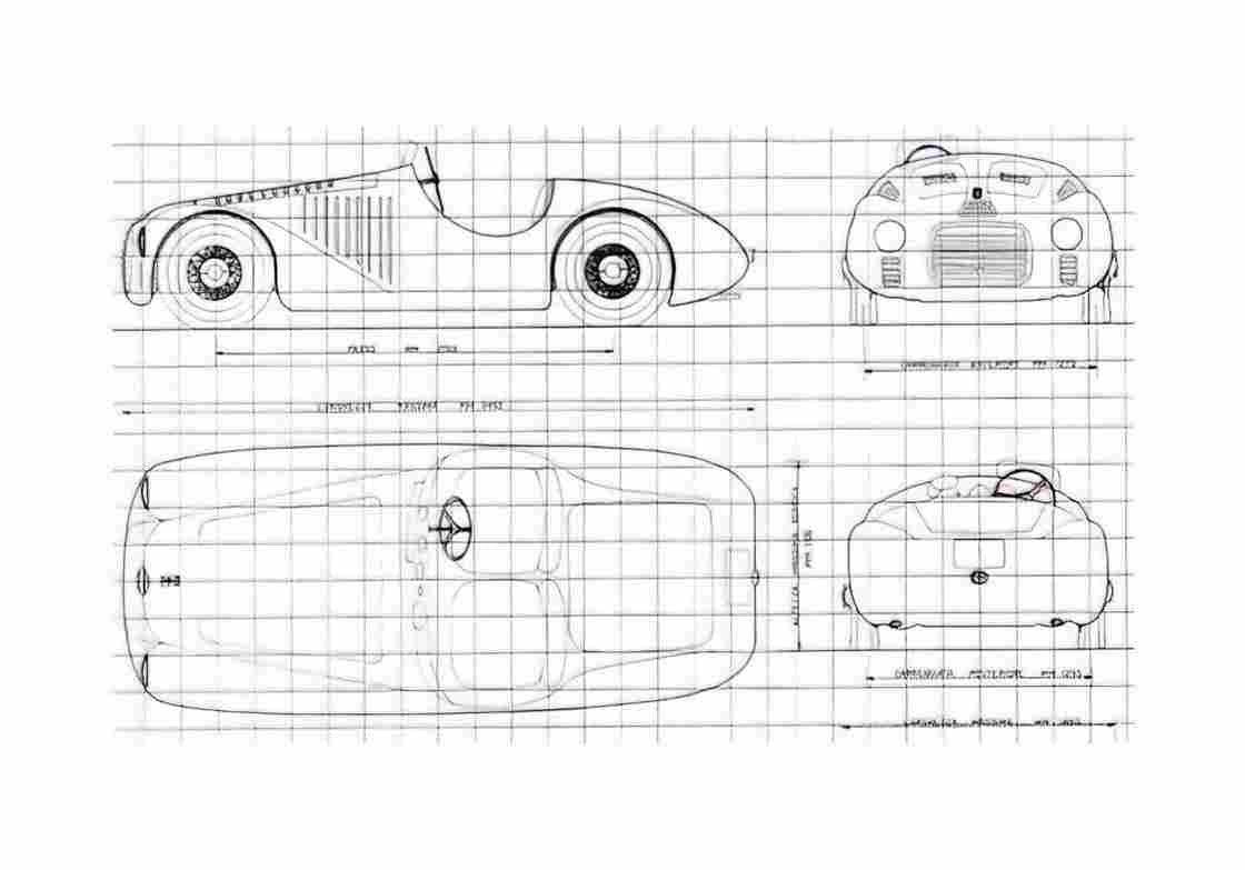 Blueprint Ferrari 125 Sport Cabriolet 1947 A4 Photo Print