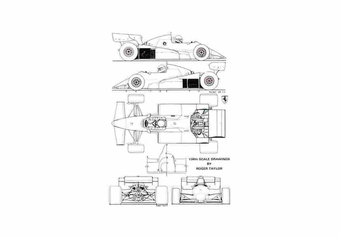 Blueprint Ferrari 126 C2 OW 1982 A4 Photo Print