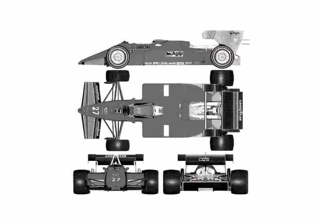 Blueprint Ferrari 126 C4 M2 F1 Cabriolet 1984 A4 Photo Print