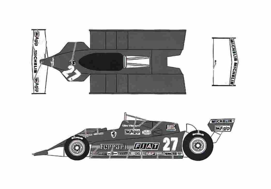 Blueprint Ferrari 126 CX West USA GP Cabriolet 1981 A4 Photo Print