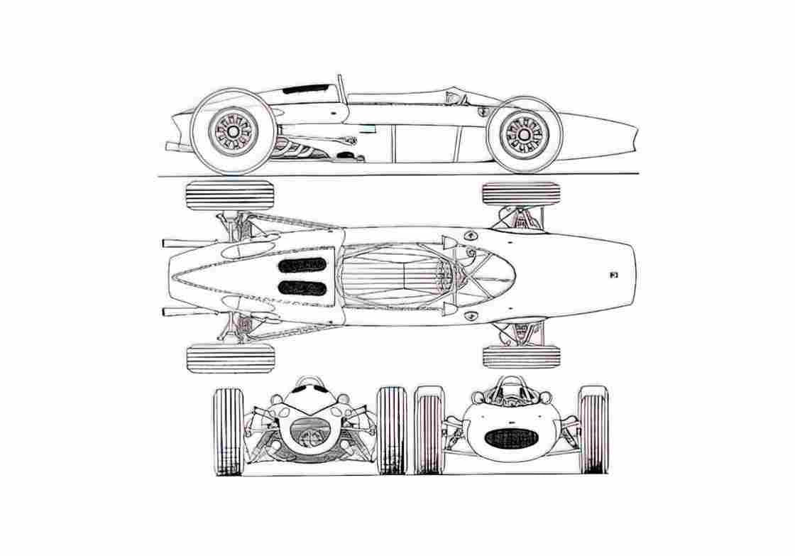 Blueprint Ferrari 156 F1 GP V6 Cabriolet 1963 A4 Photo Print