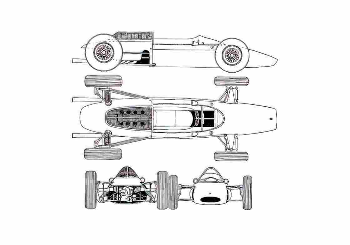 Blueprint Ferrari 158 F1 GP V8 Cabriolet 1964 A4 Photo Print