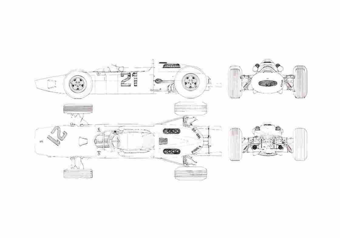 Blueprint Ferrari 158 F1 V8 Cabriolet 1964 A4 Photo Print