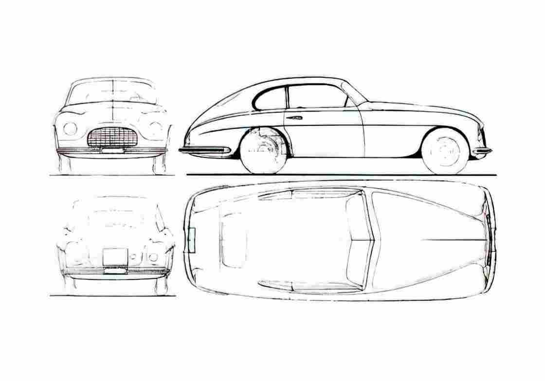 Blueprint Ferrari 166 MM Berlinetta Coupe 1950 A4 Photo Print