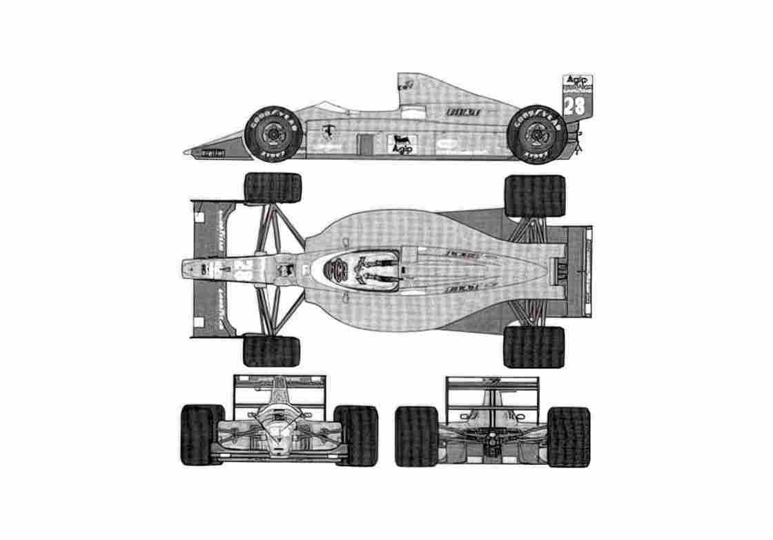 Blueprint Ferrari 189 F1 Cabriolet 1989 A4 Photo Print
