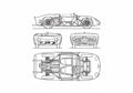 Blueprint Ferrari 196 SP Dino Cabriolet 1961 A4 Photo Print