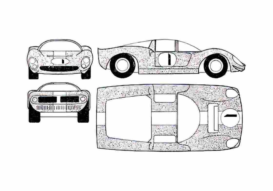 Blueprint Ferrari 206 S Dino Coupe 1966 A4 Photo Print