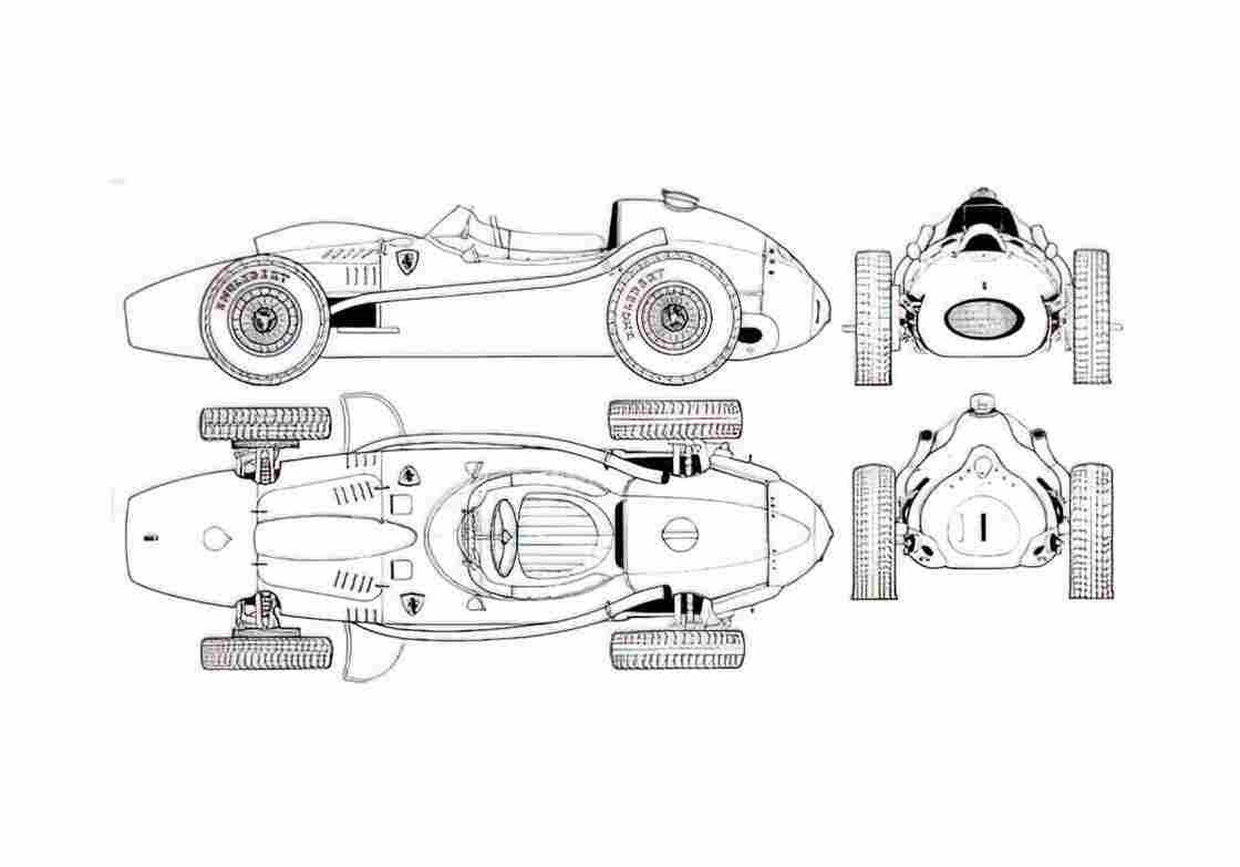 Blueprint Ferrari 246 F1 OW 1958 A4 Photo Print