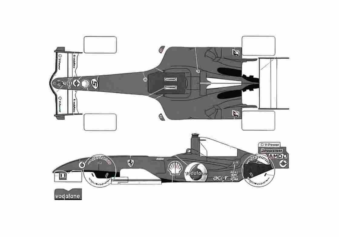 Blueprint Ferrari 248 F1 Cabriolet 2006 A4 Photo Print